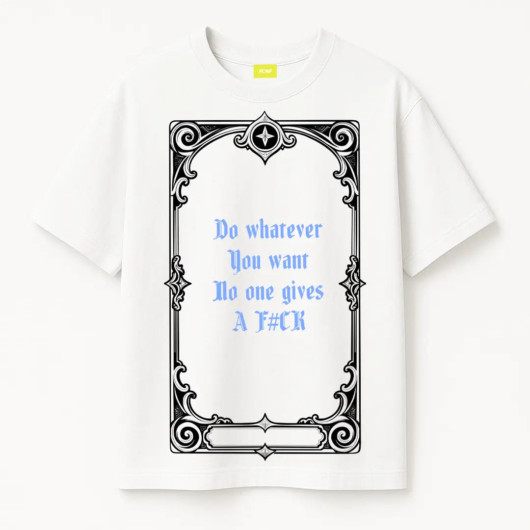 Rebel Heart Card Round Neck Printed White T-Shirt FLYAF