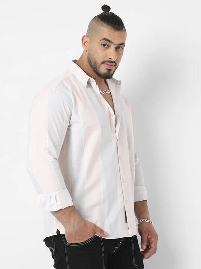 White And Blue Striped Casual Shirt