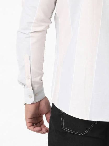 White And Blue Striped Casual Shirt