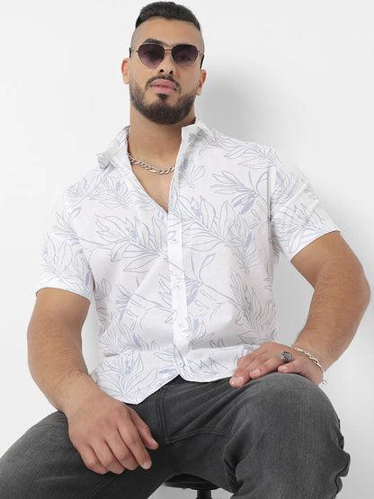 White Printed Casual Shirt