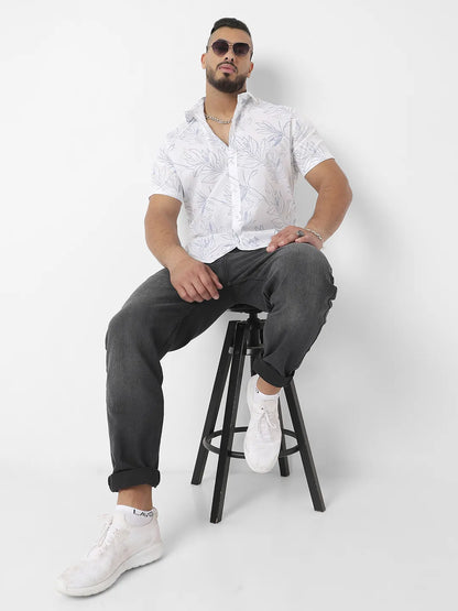 White Printed Casual Shirt