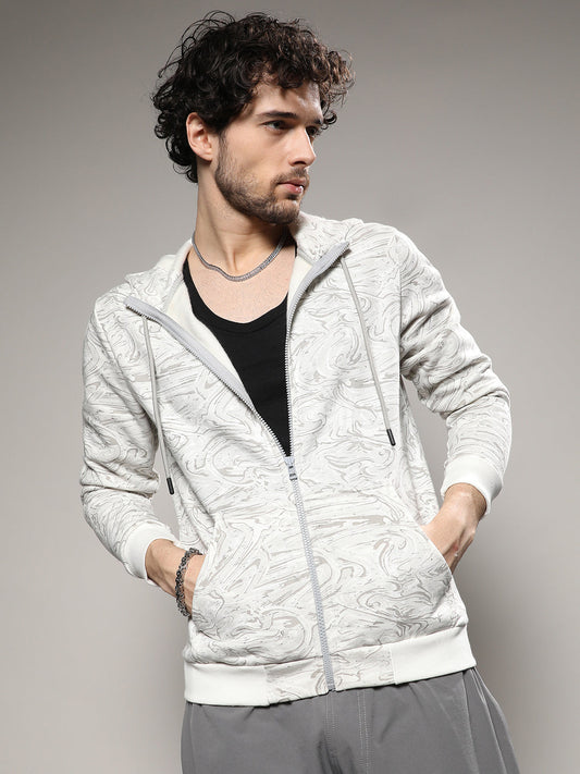 Contrast Fluid Zip Front Hoodie