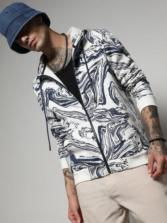 Contrast Fluid Zip Front Hoodie