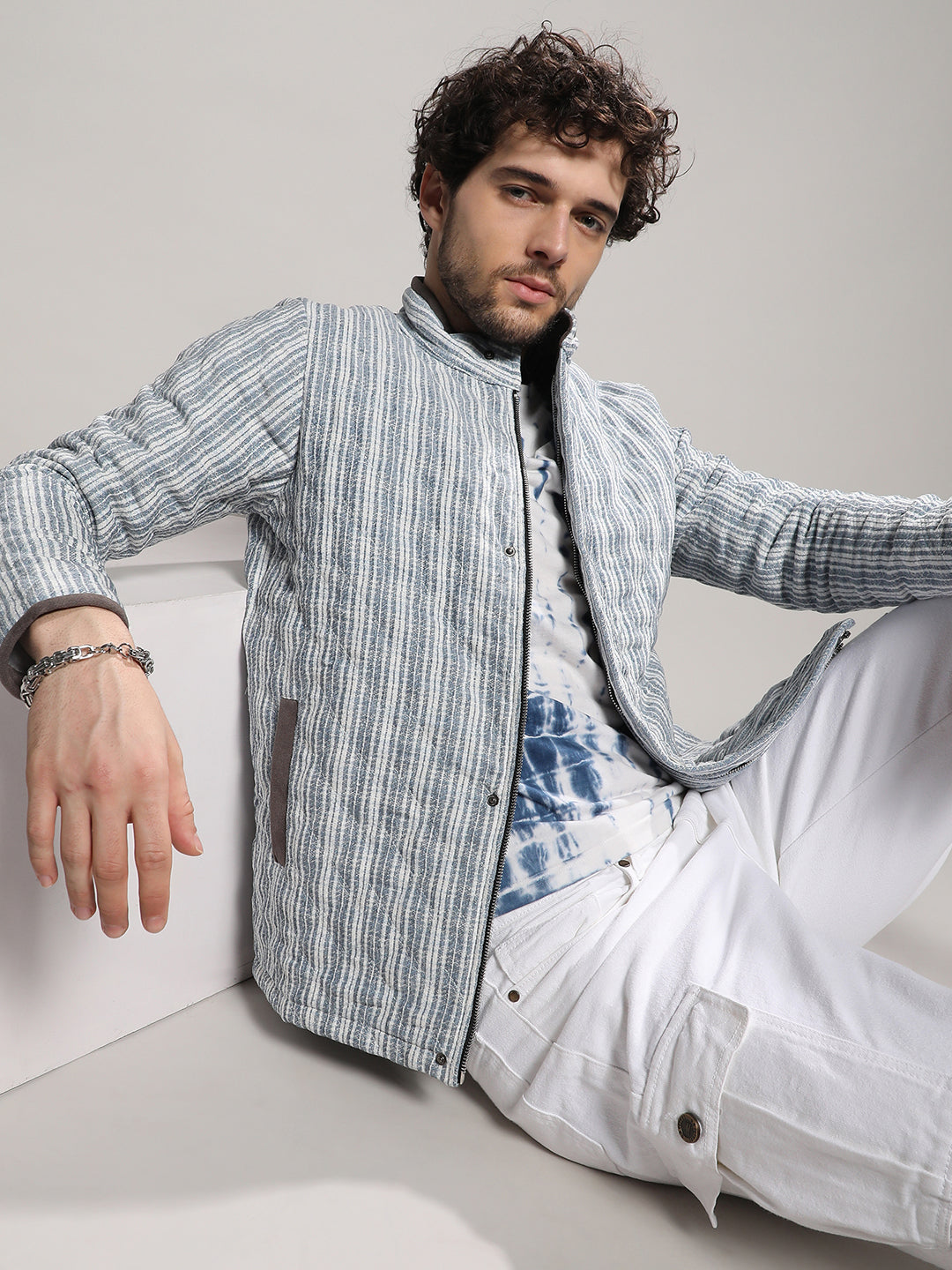 Striped Quilted Bomber Jacket