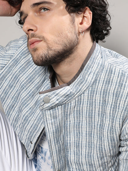 Striped Quilted Bomber Jacket