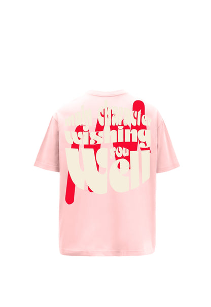 Wishing Well Printed Pink Oversized T-shirt Main Character