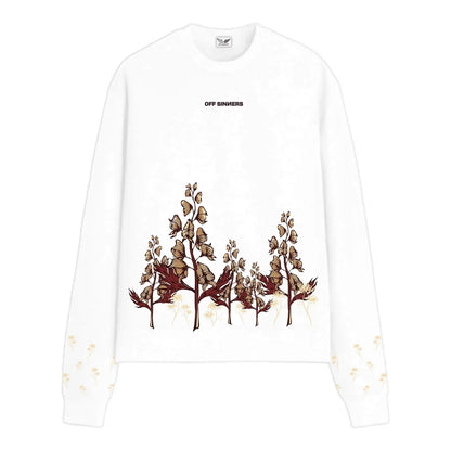 Frost Flower Printed White Sweatshirt Off Sinners