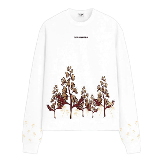 Frost Flower Printed White Sweatshirt