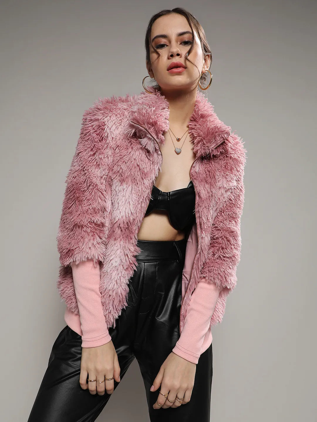 Faded Faux Fur Jacket