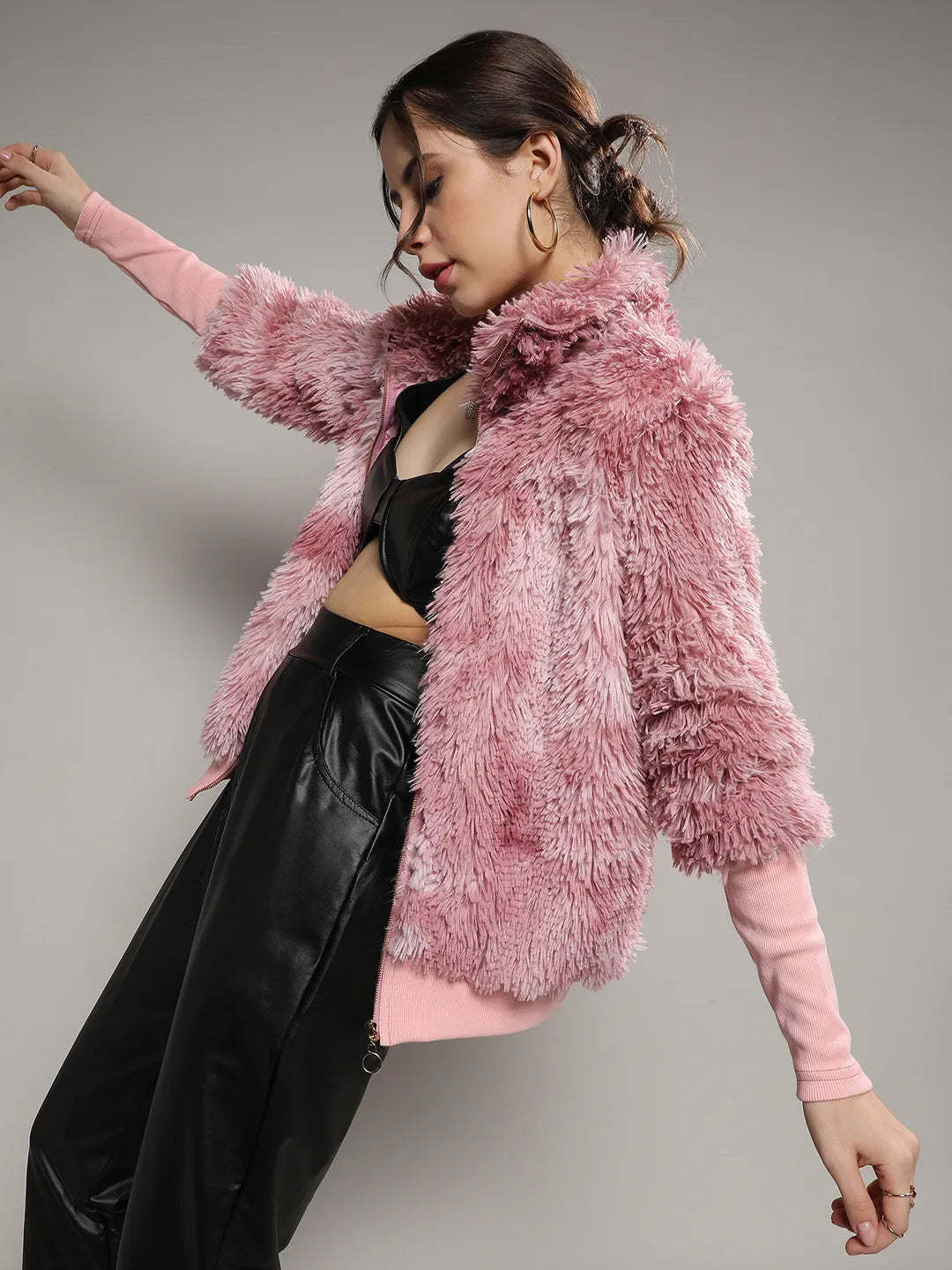 Faded Faux Fur Jacket