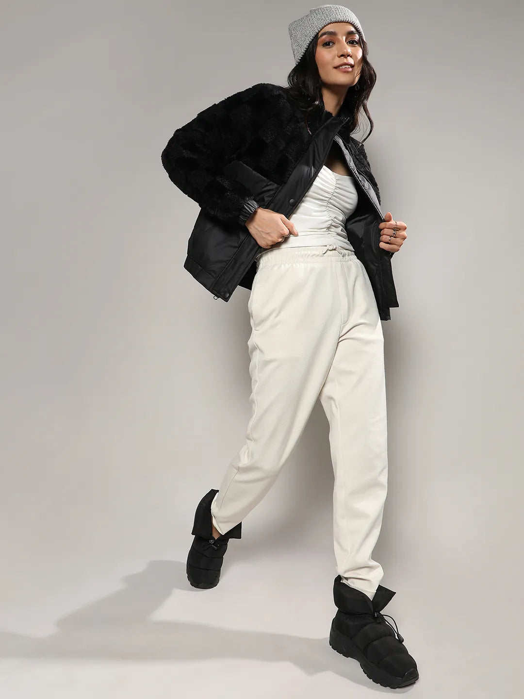 Fleece Self-Design Buffalo Check Jacket