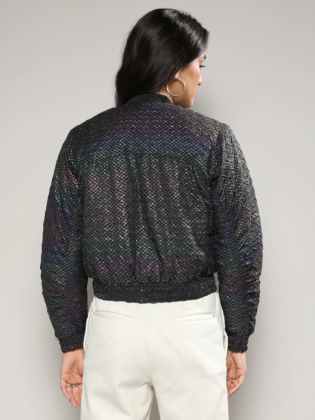 Holographic Print Puffer Jacket