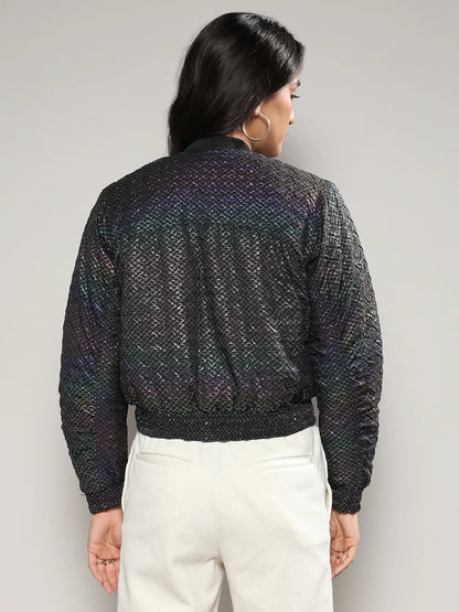 Holographic Print Puffer Jacket