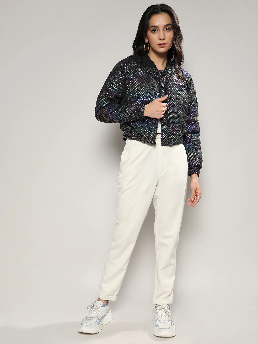 Holographic Print Puffer Jacket