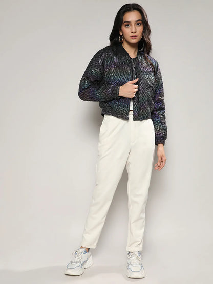 Holographic Print Puffer Jacket