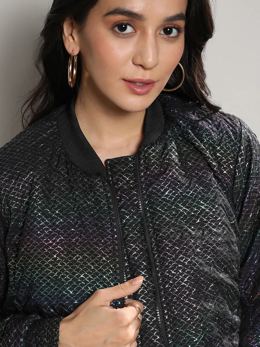 Holographic Print Puffer Jacket