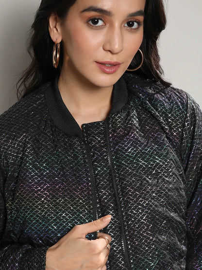 Holographic Print Puffer Jacket