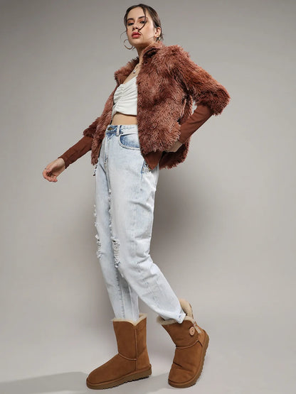 Faded Faux Fur Jacket