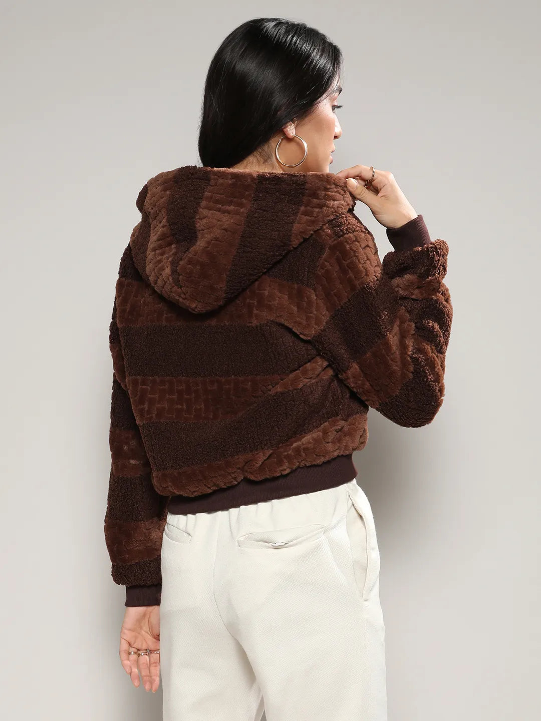 Fleece Horizontal Striped Jacket