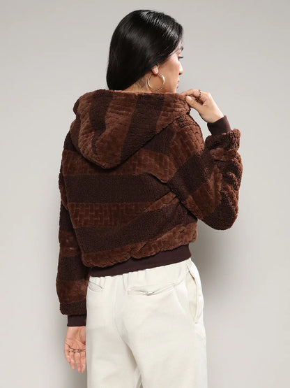 Fleece Horizontal Striped Jacket