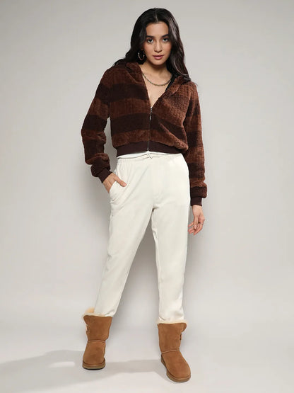 Fleece Horizontal Striped Jacket