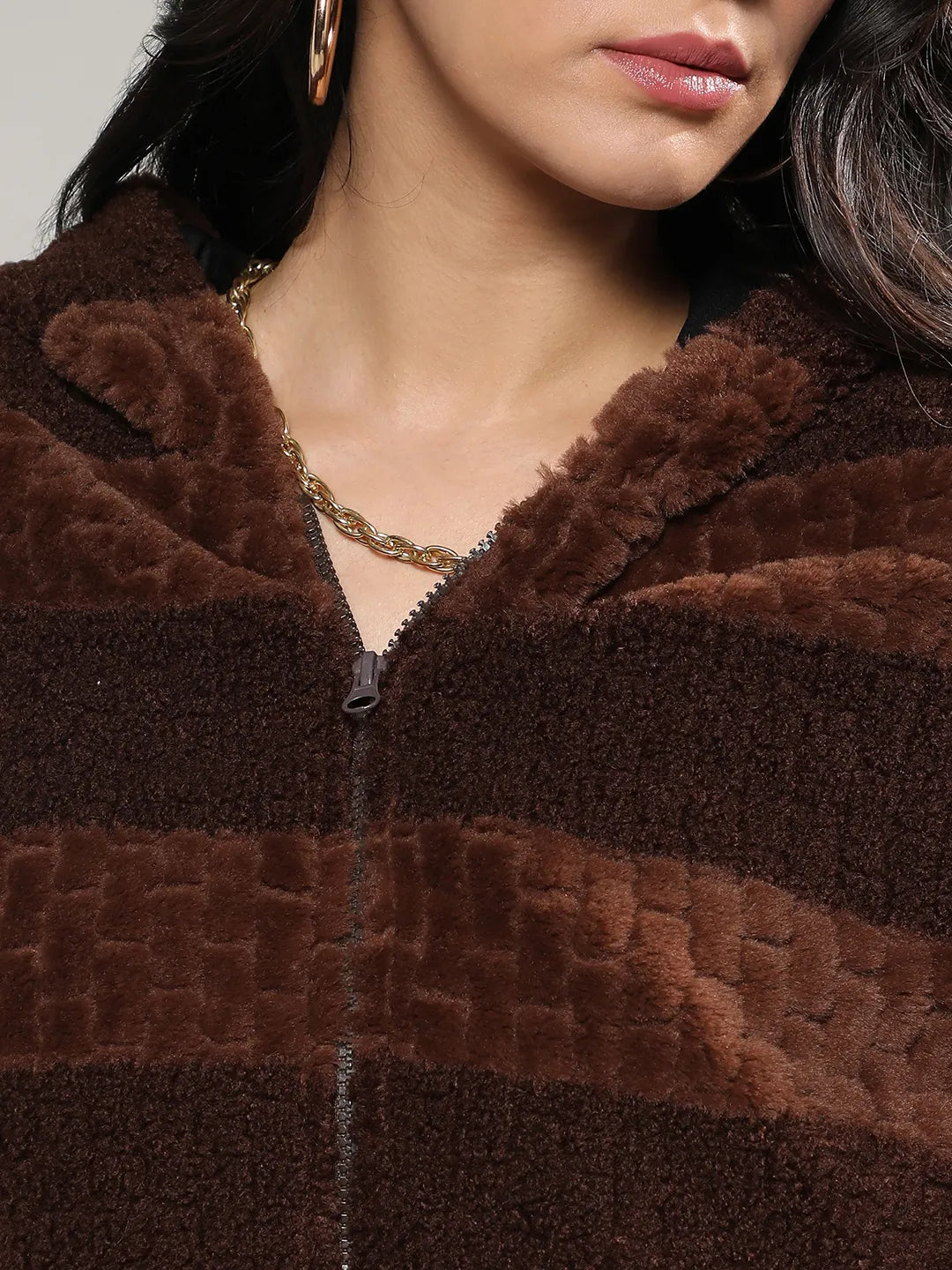 Fleece Horizontal Striped Jacket