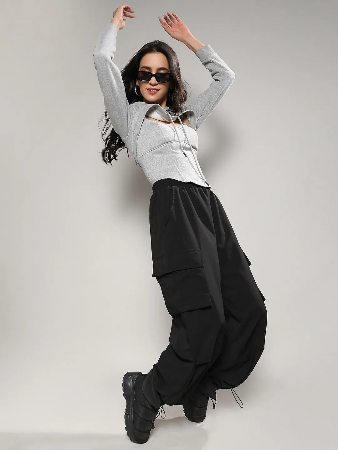 Corset Top With Ultra Cropped Hoodie