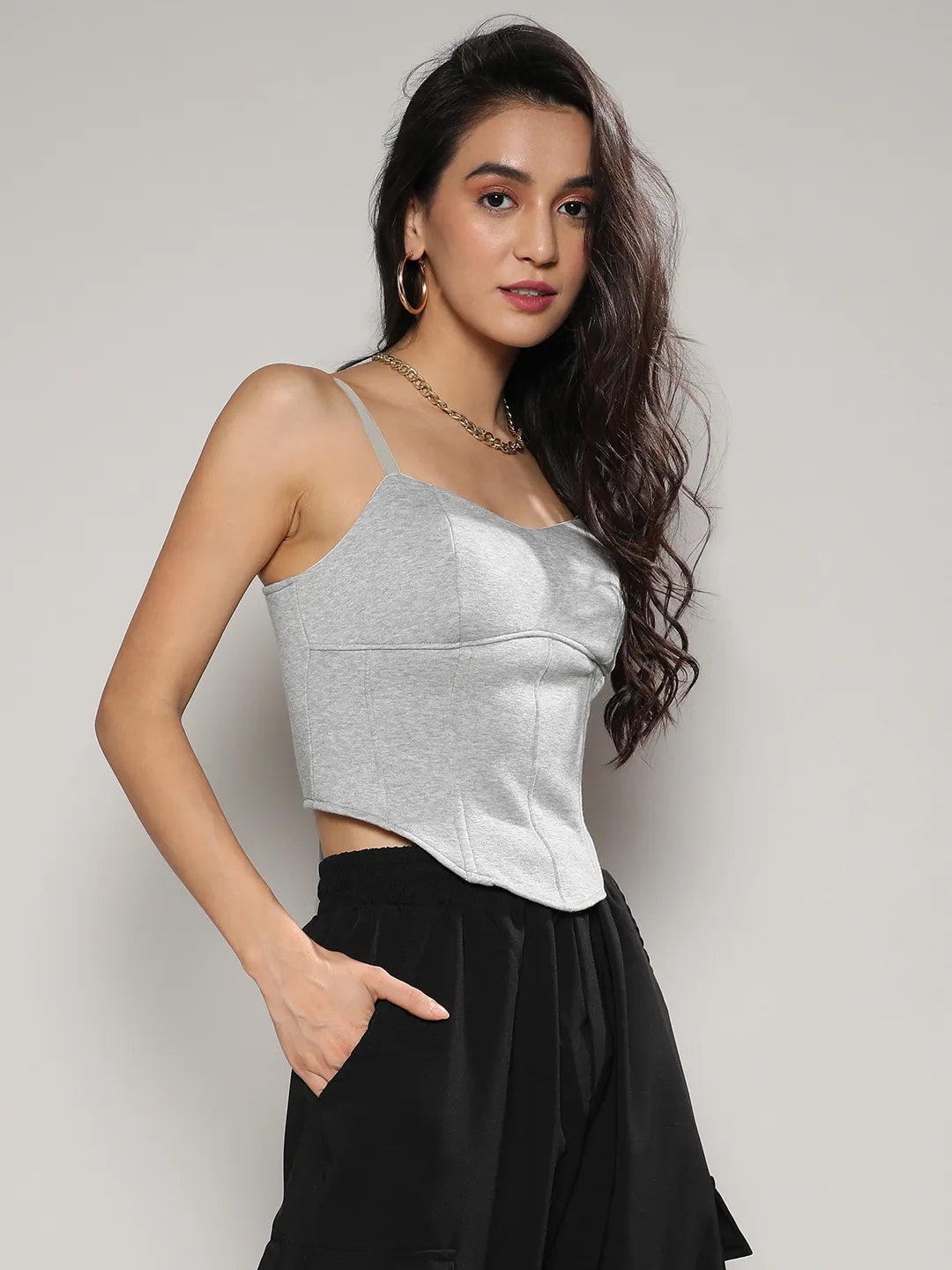 Corset Top With Ultra Cropped Hoodie