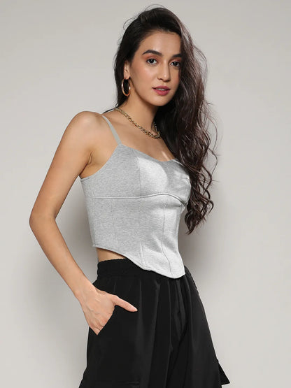 Corset Top With Ultra Cropped Hoodie