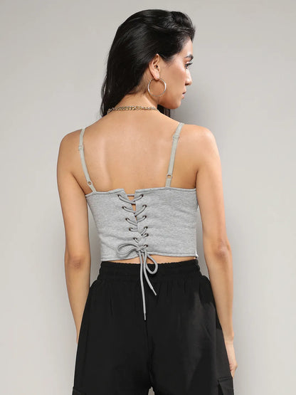 Corset Top With Ultra Cropped Hoodie