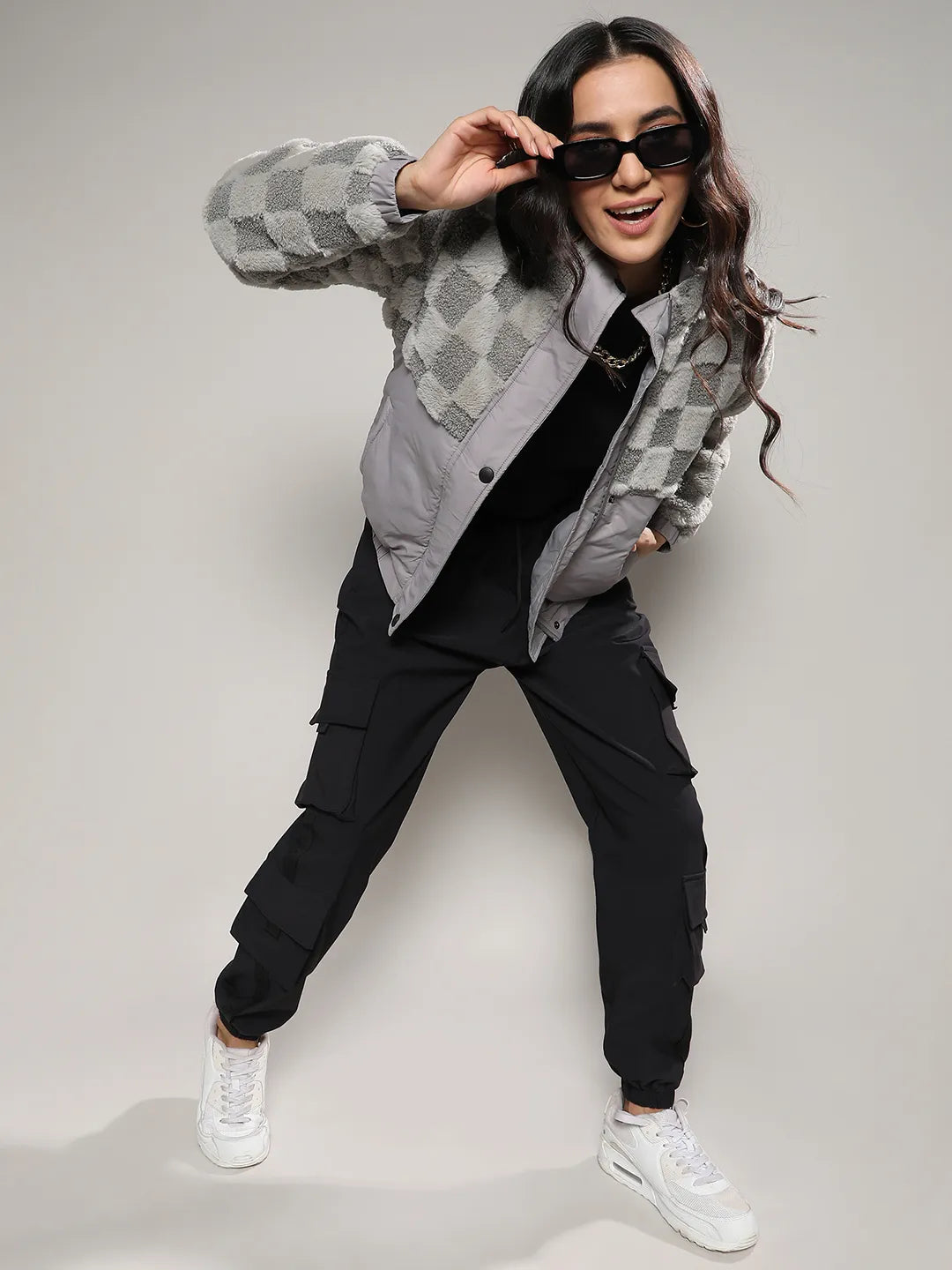 Fleece Self-Design Buffalo Check Jacket