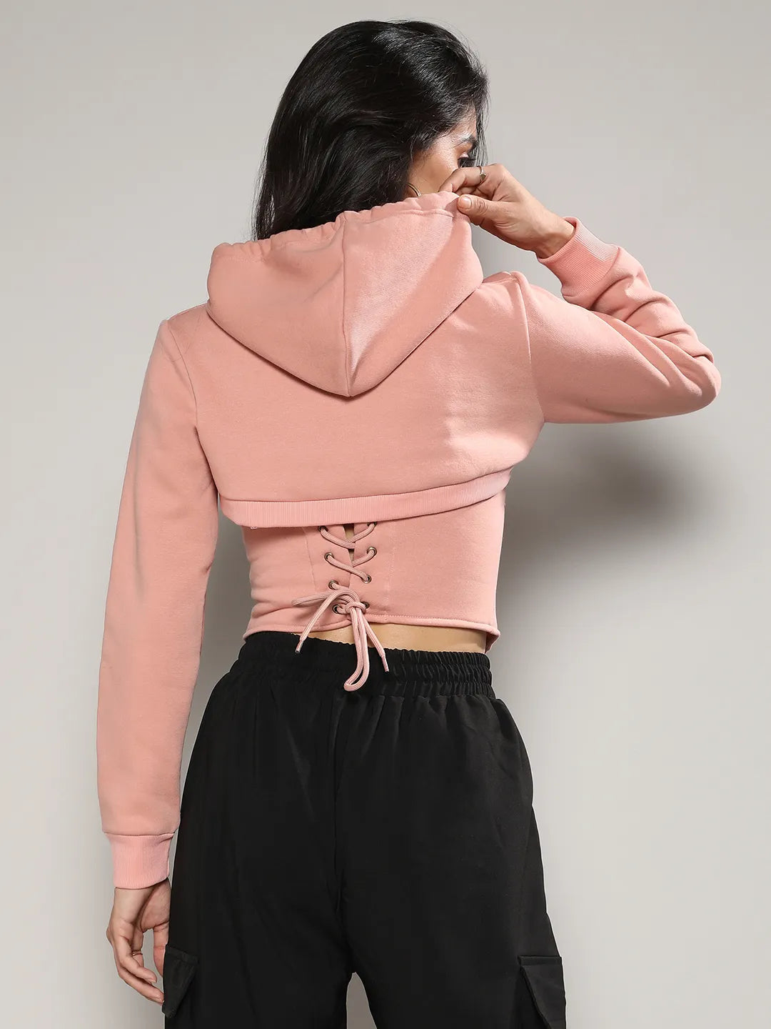 Corset Top With Ultra Cropped Hoodie