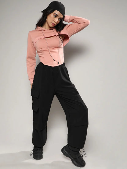 Corset Top With Ultra Cropped Hoodie