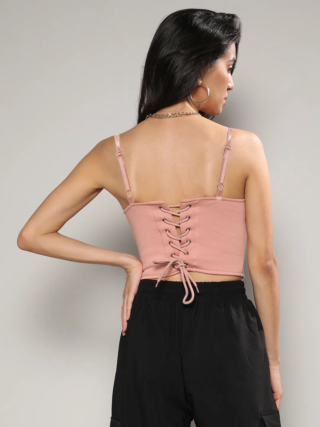 Corset Top With Ultra Cropped Hoodie
