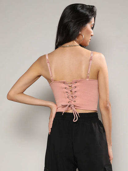 Corset Top With Ultra Cropped Hoodie