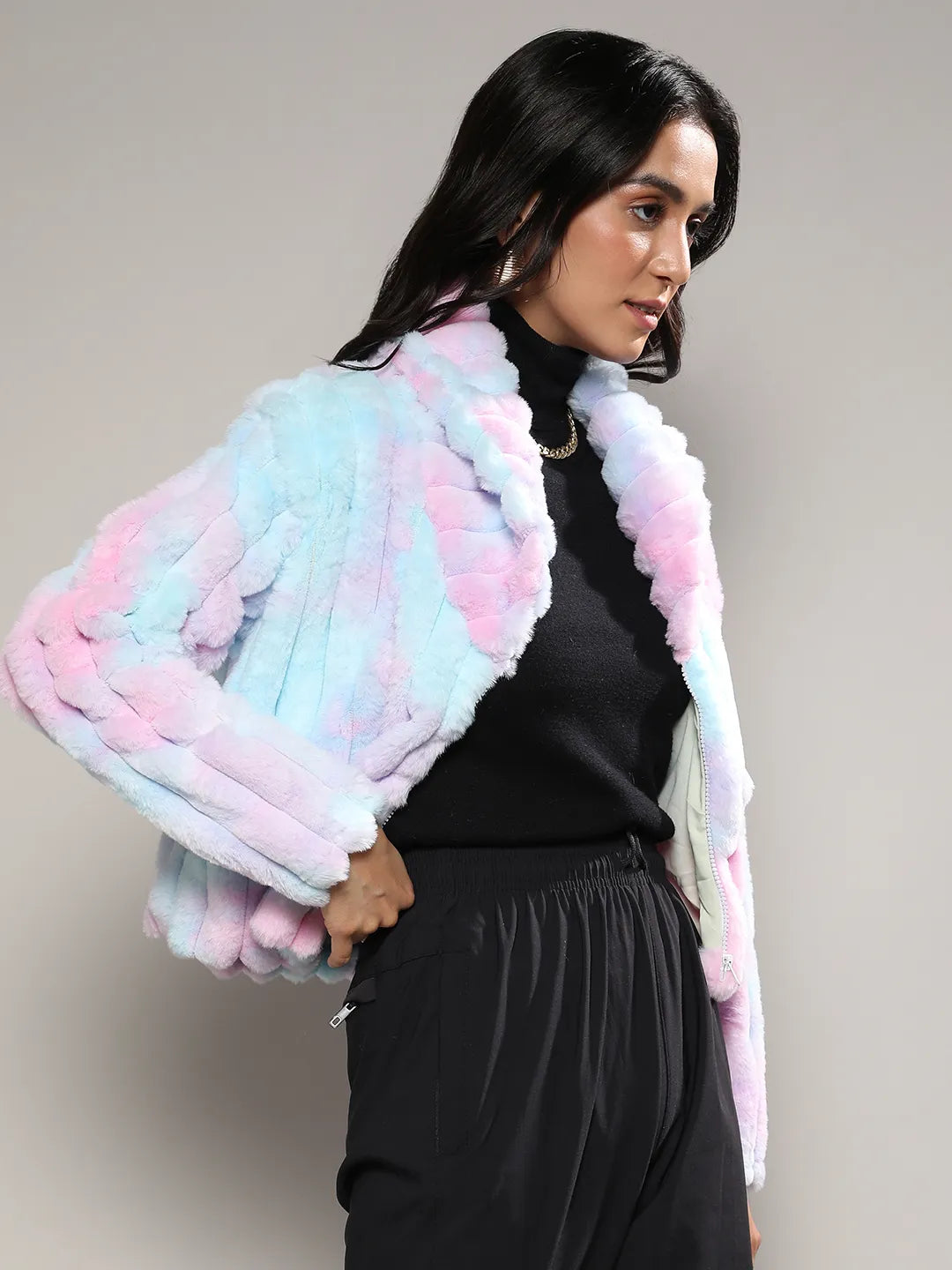 Bubblegum Ripple Faux Fur Jacket