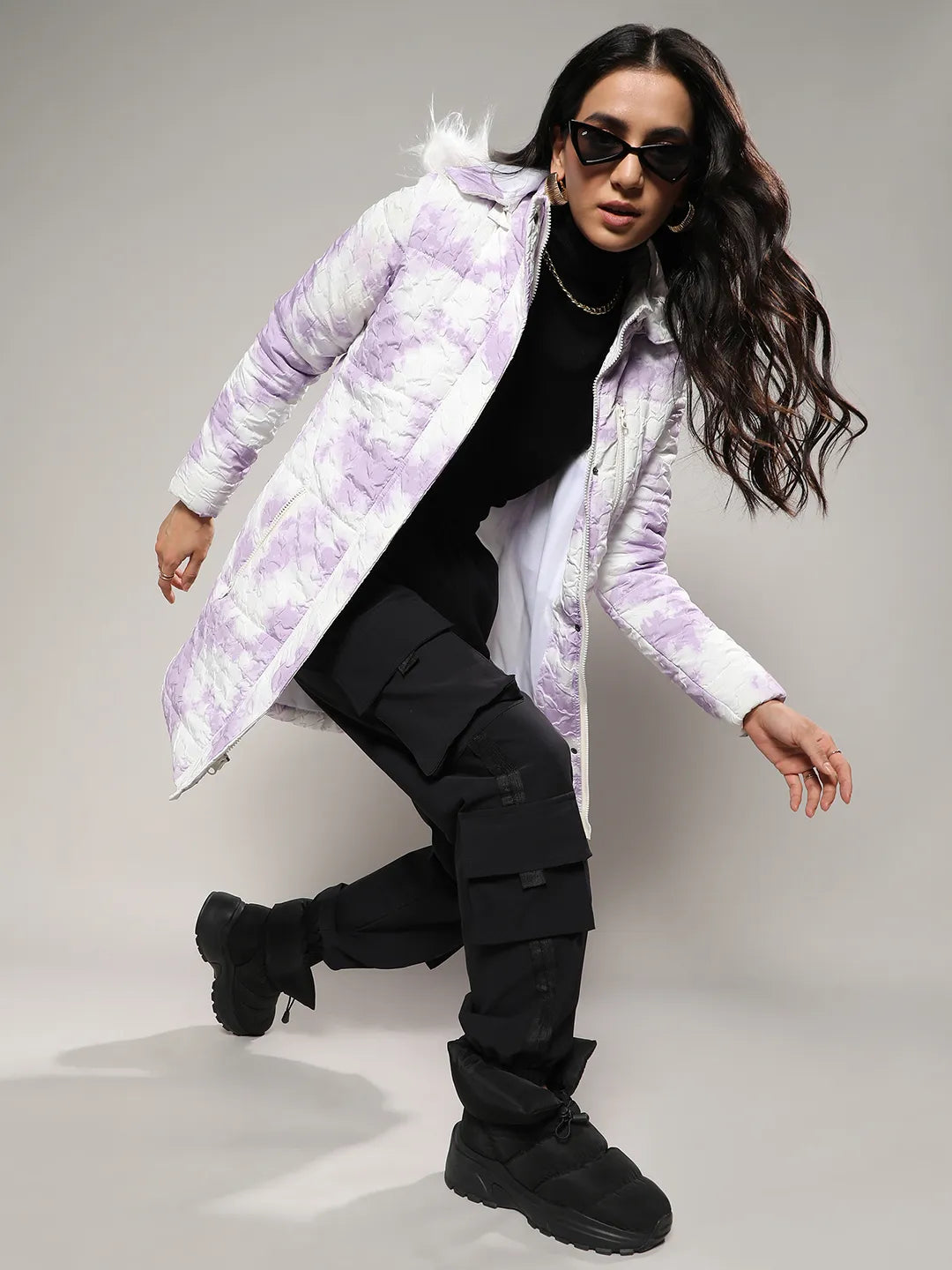 Creased Tie-Dye Puffer Jacket