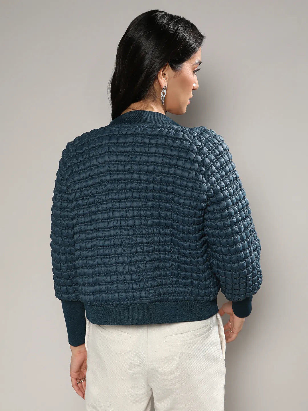 Creased Ripple Quilted Puffer Jacket