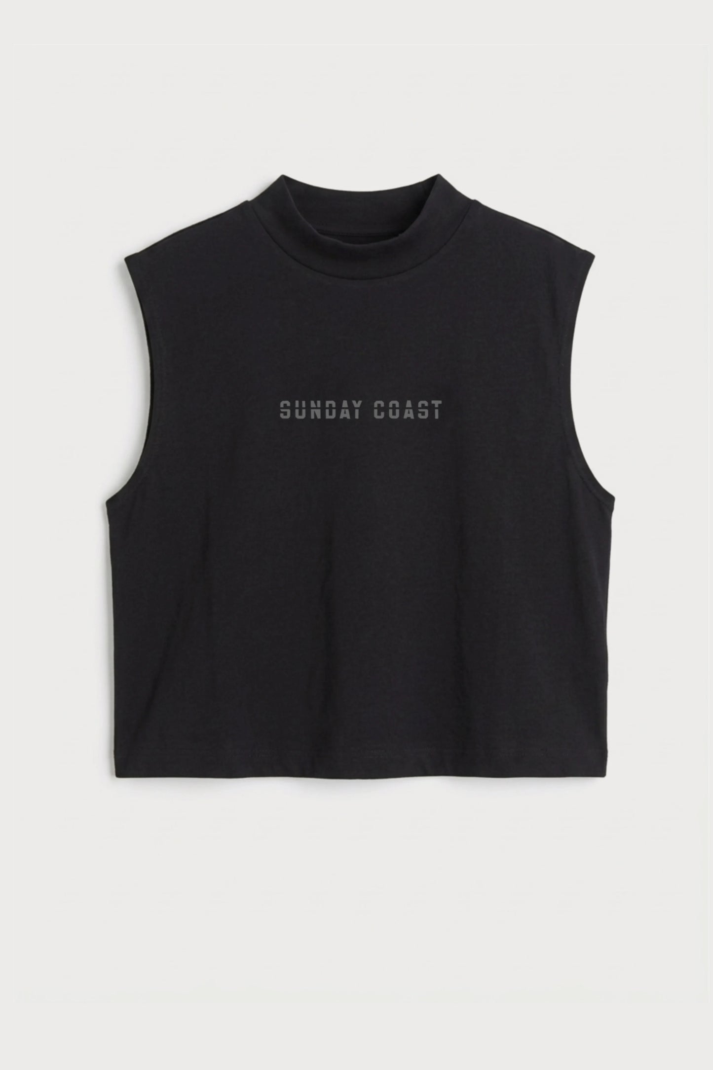 Women's Black sleeveless Sunday coast Cotton Crop Top