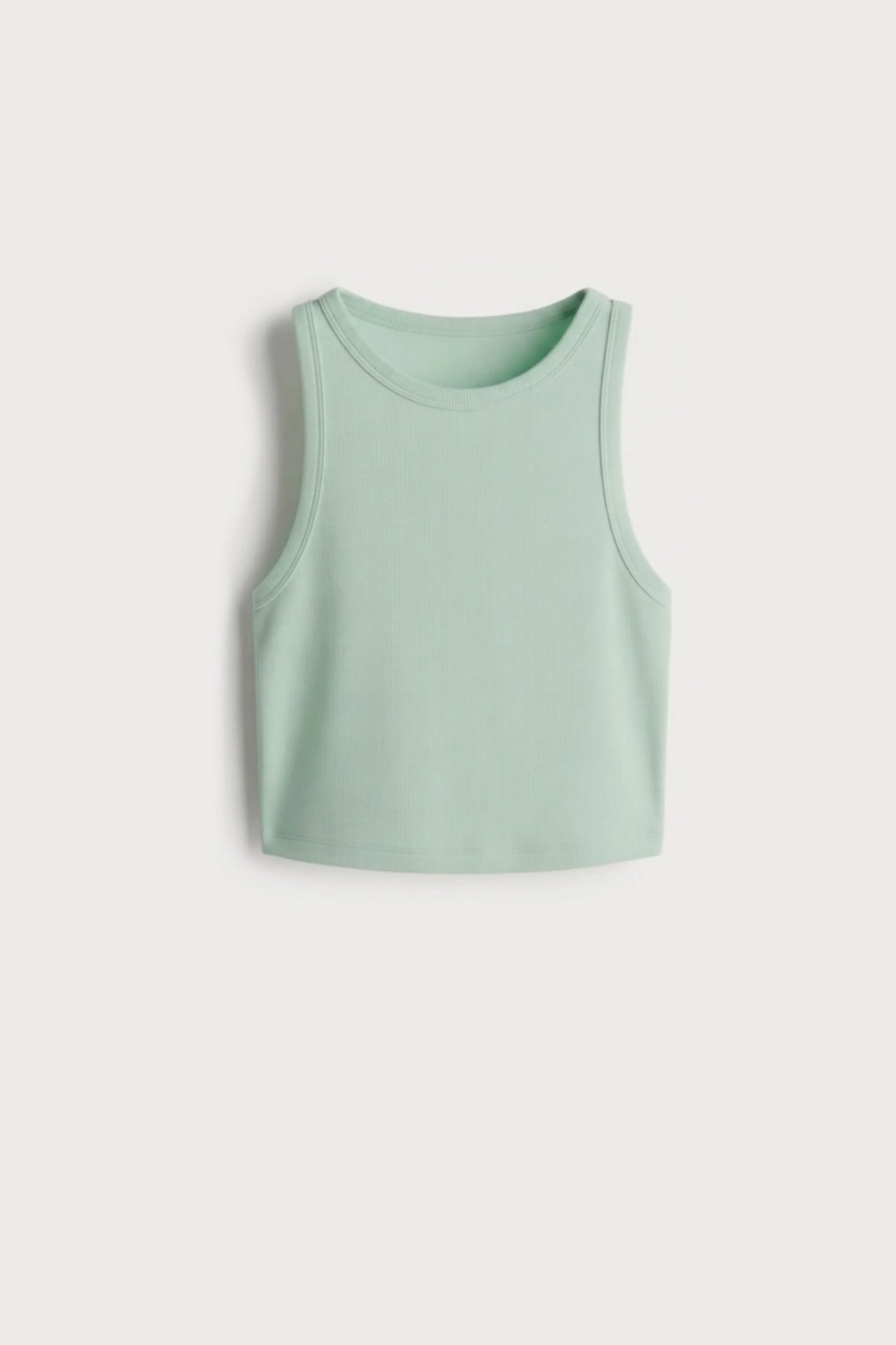 Women's Mint Green sleeveless ribbed cotton crop top