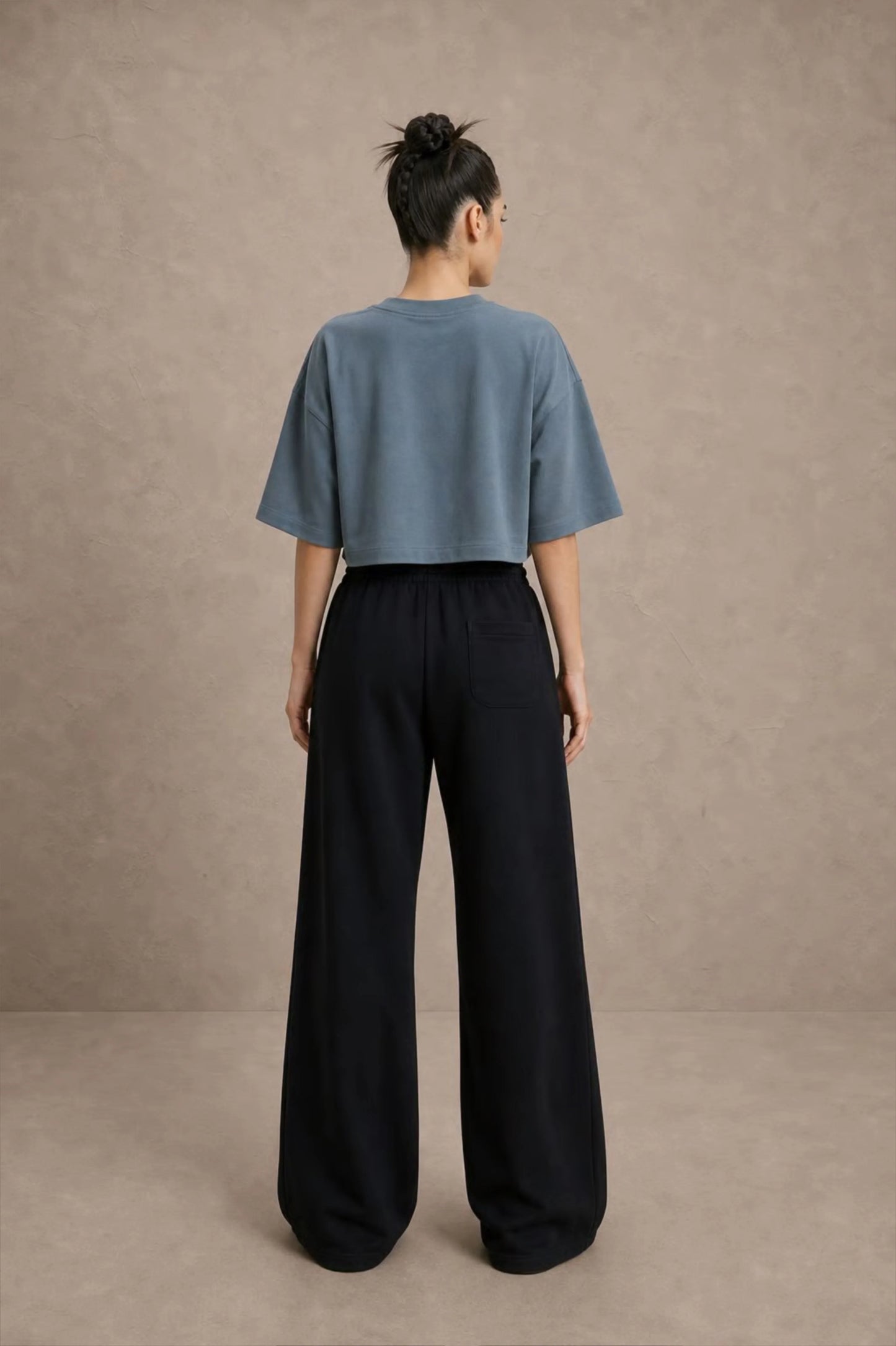 Women's Slate Blue drop shoulder Litt cotton Crop Top
