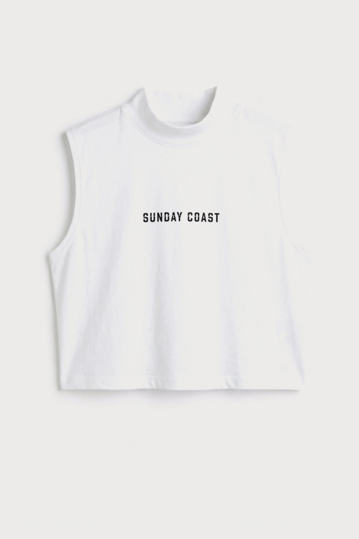 Women's White sleeveless Sunday coast Cotton Crop Top