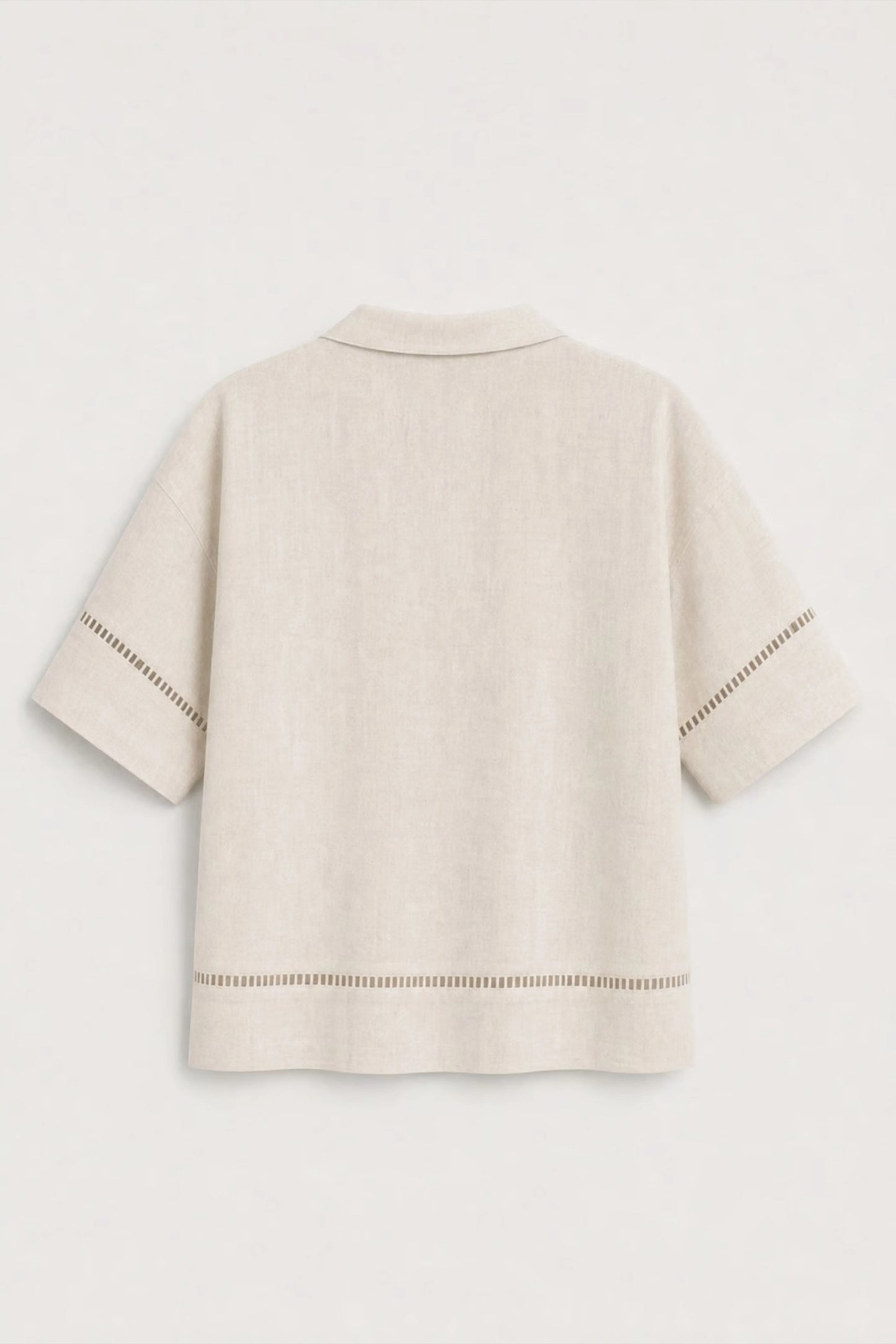 Women's Off White Ladder-trim Polo Top