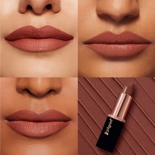 Pilgrim Matte Bullet Lipstick Intense Transferproof & Smudgeproof Caramel Guilt-02 Guilt-02 4.199999809265137 GRAM