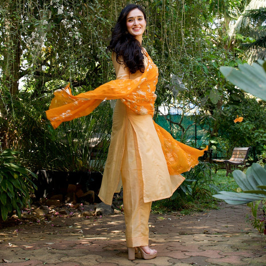 Yellow Chanderi Suit Set