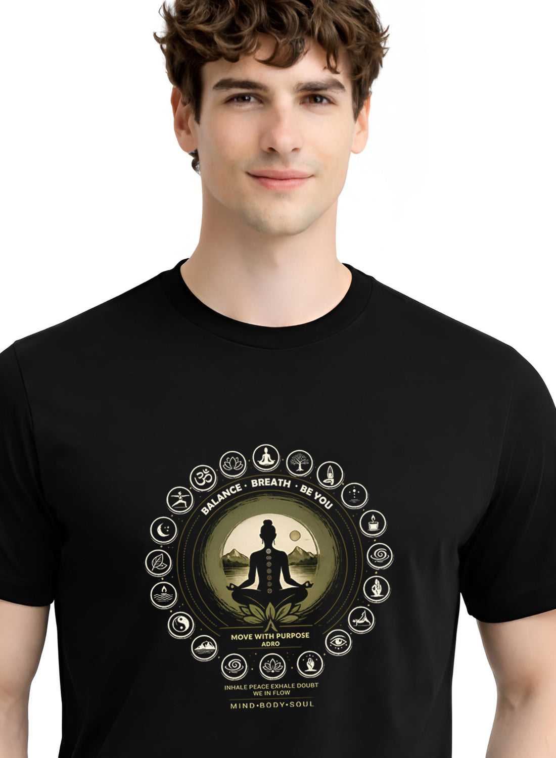 ADRO Yoga T-Shirt for Men | Mandala Printed Cotton Tshirt | Regular Fit Casual T-Shirts | Premium Summer Tshirts