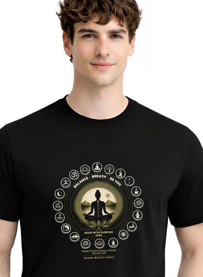 ADRO Yoga T-Shirt for Men | Mandala Printed Cotton Tshirt | Regular Fit Casual T-Shirts | Premium Summer Tshirts