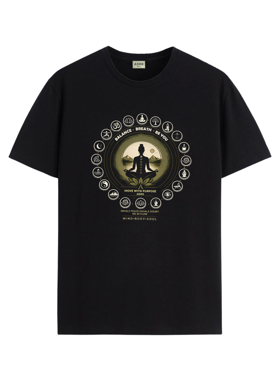 ADRO Yoga T-Shirt for Men | Mandala Printed Cotton Tshirt | Regular Fit Casual T-Shirts | Premium Summer Tshirts