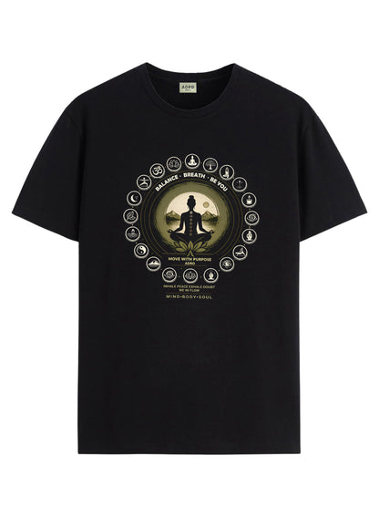 ADRO Yoga T-Shirt for Men | Mandala Printed Cotton Tshirt | Regular Fit Casual T-Shirts | Premium Summer Tshirts