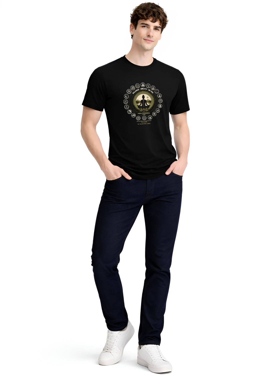 ADRO Yoga T-Shirt for Men | Mandala Printed Cotton Tshirt | Regular Fit Casual T-Shirts | Premium Summer Tshirts
